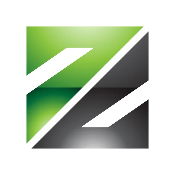 Grüner Und Schwarzer Glänzender Dreieckiger Buchstabe Auf Weißem Hintergrund — Stockfoto