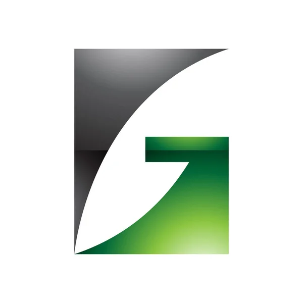 Green Black Rectangular Glossy Letter Icon White Background — Stock Photo, Image