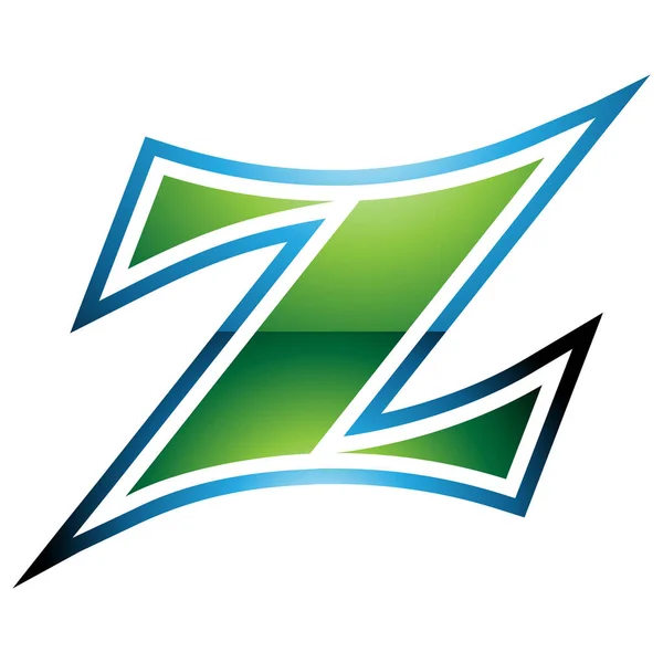 白色背景上的绿色和蓝色光滑弧形字母Z图标 — 图库照片