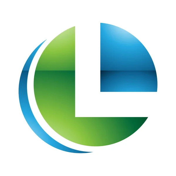 Grüner Und Blauer Glossy Circle Shaped Letter Icon Auf Weißem — Stockfoto