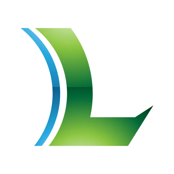 Grünes Und Blaues Hochglanz Konkav Linsen Buchstaben Symbol Auf Weißem — Stockfoto