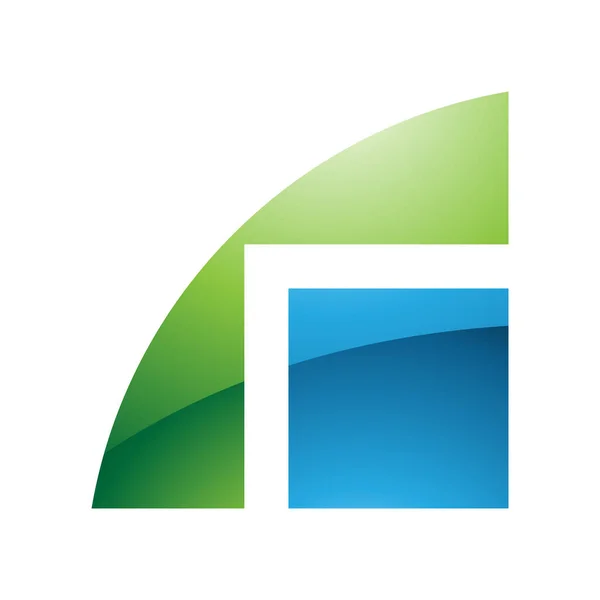 Grön Och Blå Glänsande Geometrisk Bokstav Ikonen Vit Bakgrund — Stockfoto