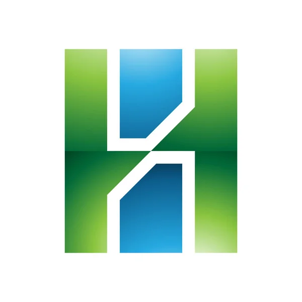 Carta Verde Azul Brilhante Ícone Com Retângulos Verticais Fundo Branco — Fotografia de Stock