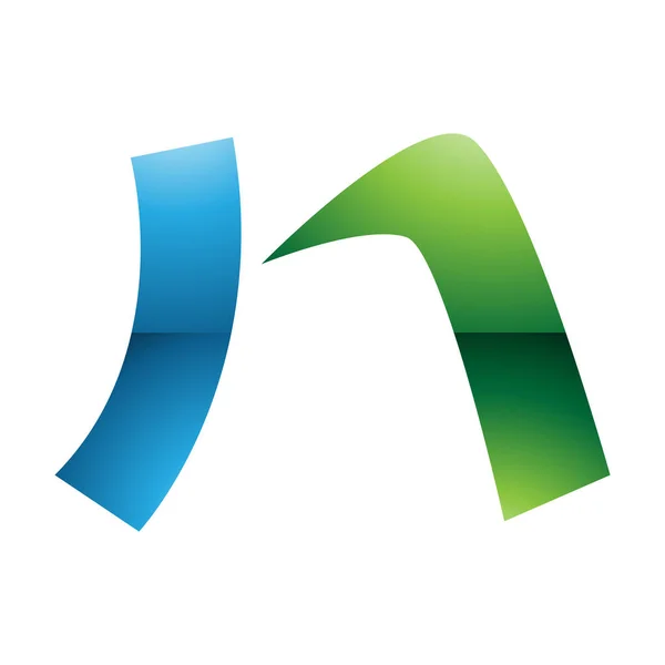 Green Blue Glossy Letter Icon Com Retângulo Curvo Fundo Branco — Fotografia de Stock