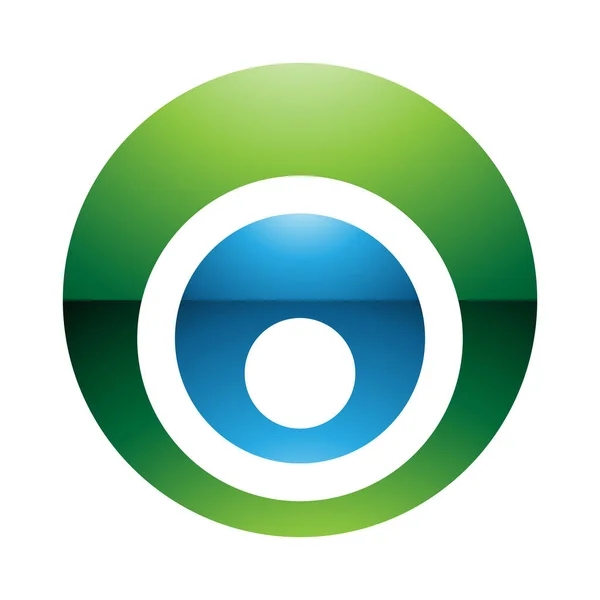 Grüner Und Blauer Hochglanz Buchstabe Symbol Mit Verschachtelten Kreisen Auf — Stockfoto