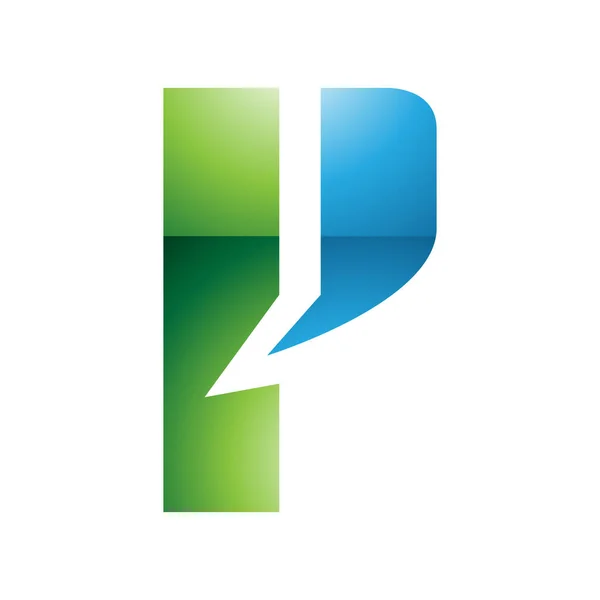 Groene Blauwe Glanzende Letter Icoon Met Een Gedurfde Rechthoek Een — Stockfoto