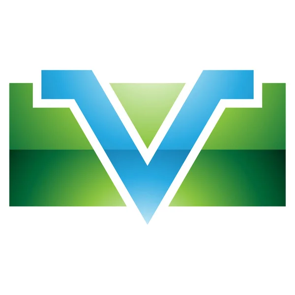 Grüner Und Blauer Hochglanz Rechteck Buchstabe Symbol Auf Weißem Hintergrund — Stockfoto