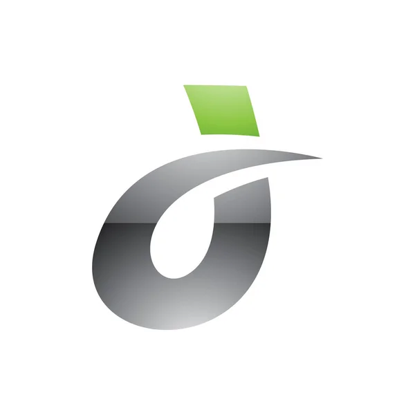 Groen Grijs Gebogen Glanzende Spiky Letter Icoon Een Witte Achtergrond — Stockfoto