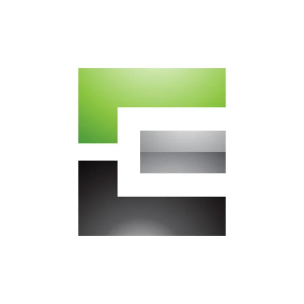 Groen Zwart Grijs Glanzende Rechthoekige Letter Icoon Een Witte Achtergrond — Stockfoto