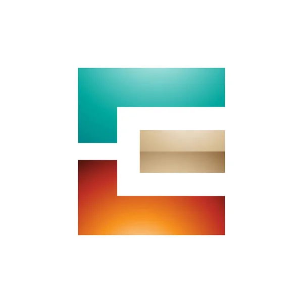 Groen Oranje Beige Glanzende Rechthoekige Letter Ikoon Een Witte Achtergrond — Stockfoto