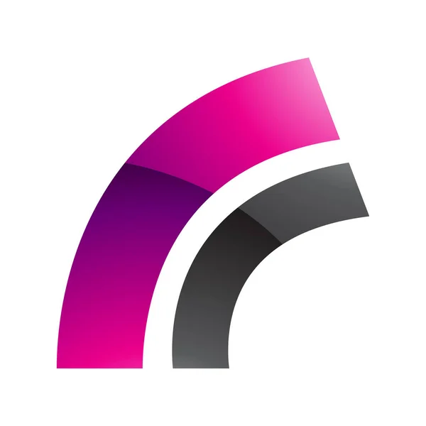 Magenta Black Glossy Arc Shaped Letter Icon Een Witte Achtergrond — Stockfoto