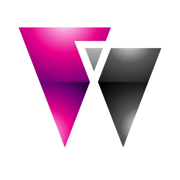 Пурпурный Черный Глянцевый Буквы Икона Треугольниками Белом Фоне — стоковое фото