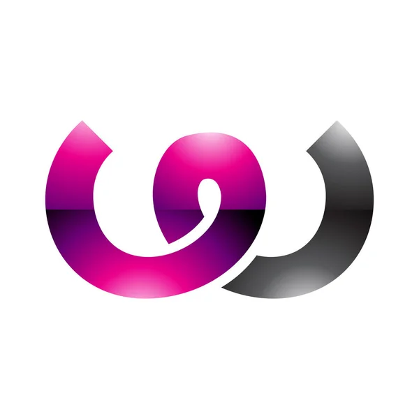 Magenta Black Glossy Spring Shaped Letter Icoon Een Witte Achtergrond — Stockfoto