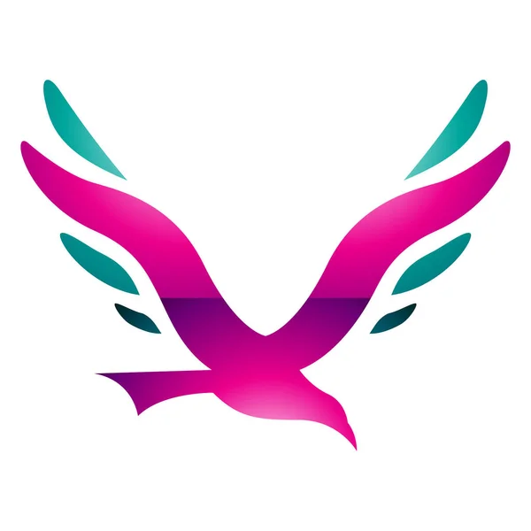 Пурпурная Зеленая Глянцевая Птица Форме Буквы Белом Фоне — стоковое фото