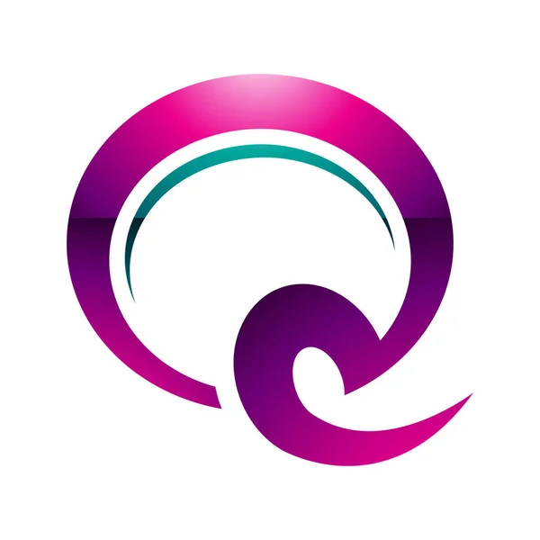 Икона Форме Пурпурного Зеленого Крючка Белом Фоне — стоковое фото
