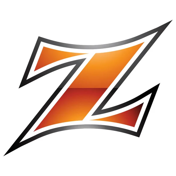 白色背景上橙色和黑色光滑弧形字母Z图标 — 图库照片