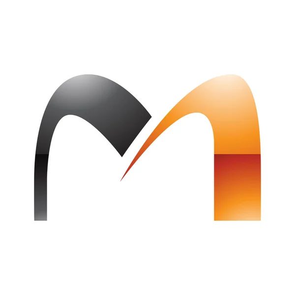 Πορτοκαλί Και Μαύρο Γυαλιστερό Arch Σχήμα Γράμμα Εικονίδιο Λευκό Φόντο — Φωτογραφία Αρχείου