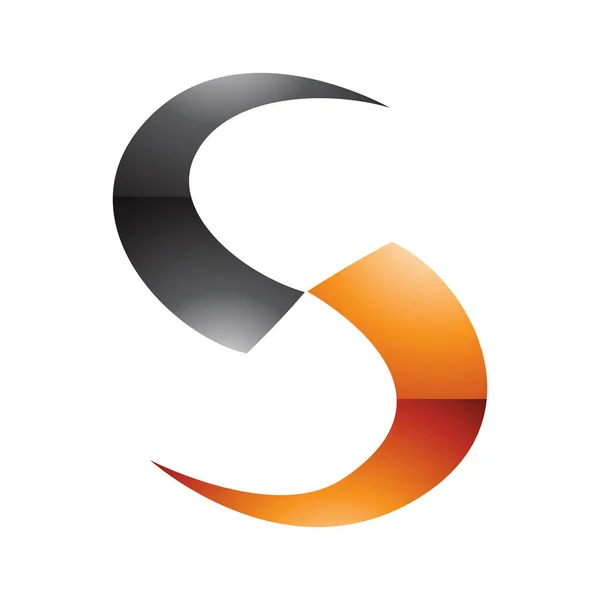 Πορτοκαλί Και Μαύρο Γυαλιστερό Λεπίδα Σχήματος Γράμματα Εικονίδιο Λευκό Φόντο — Φωτογραφία Αρχείου