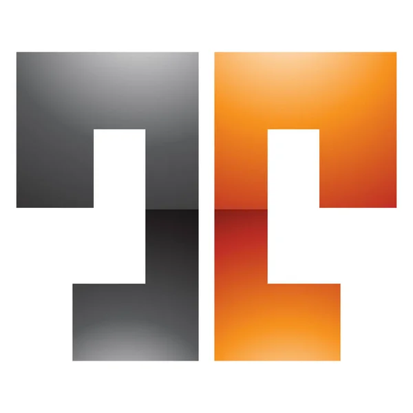 Orange Black Glossy Bold Split Shaped Letter Icon White Background — Stock Photo, Image