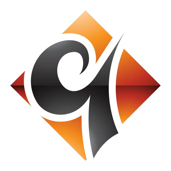Икона Форме Оранжевого Черного Бриллиантов Белом Фоне — стоковое фото