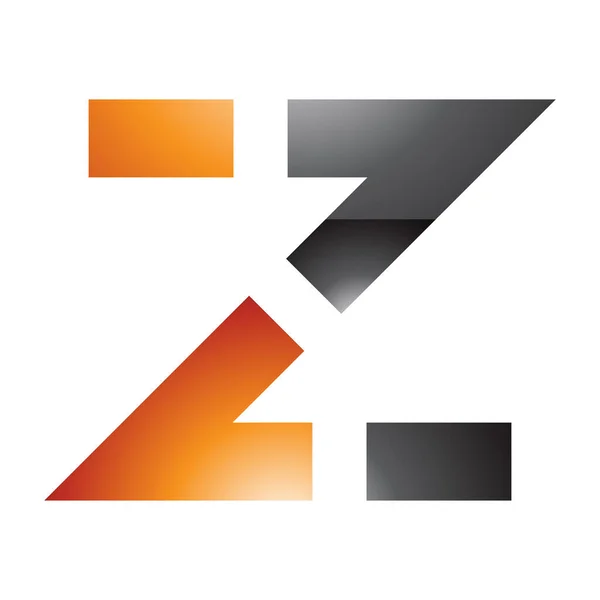 白色背景上的橙色和黑色光洁虚线形状字母Z图标 — 图库照片
