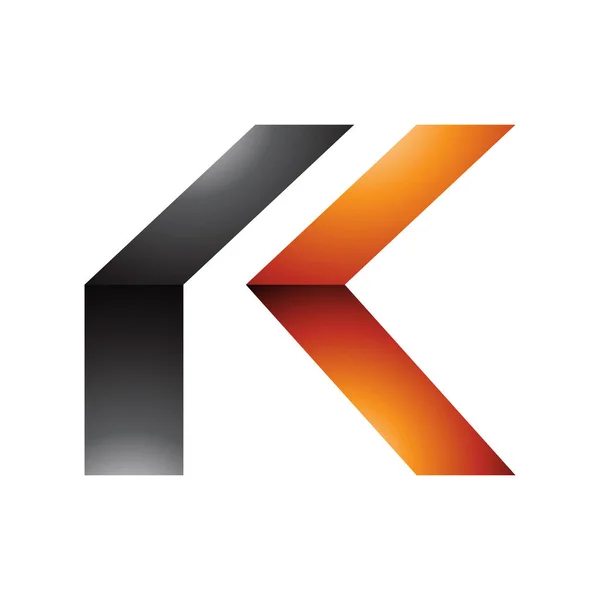 白色背景的橙色和黑色色彩艳丽的折叠字母K图标 — 图库照片