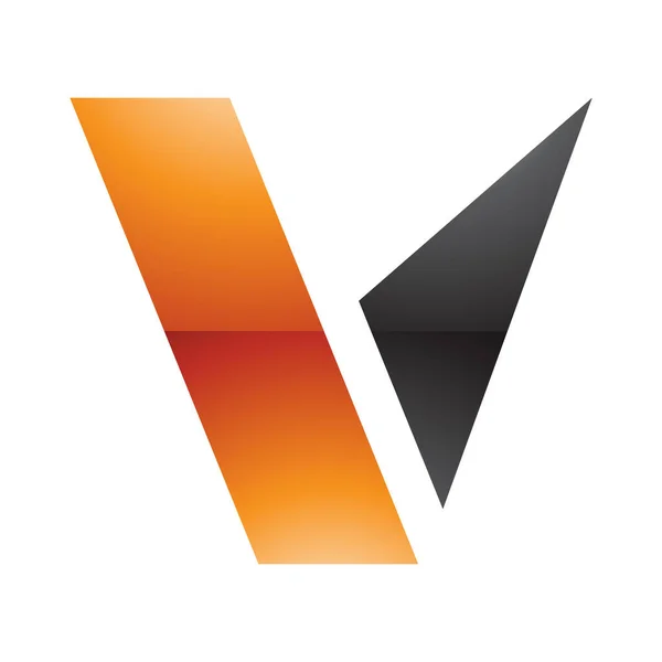 Orange Black Glossy Geometrical Shaped Letter Icon White Background — Stock Photo, Image