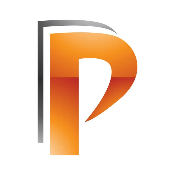 橙色和黑色光滑层次结构的字母P白色背景图标 — 图库照片