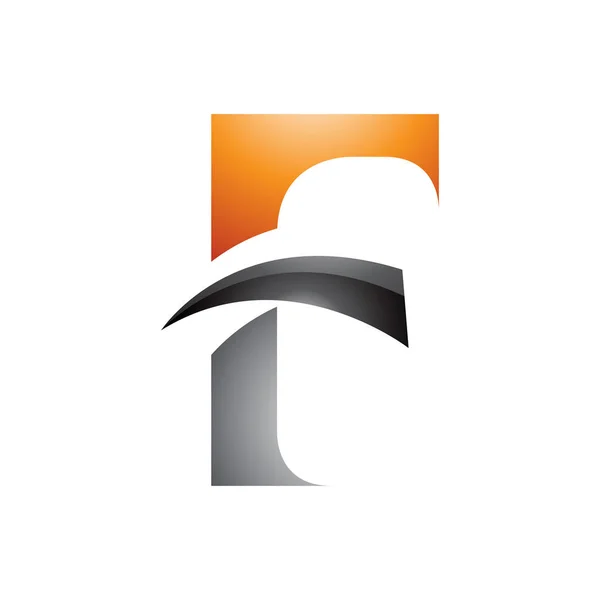 Orange Black Glossy Letter Icon Pointy Tips White Background — Stock Photo, Image