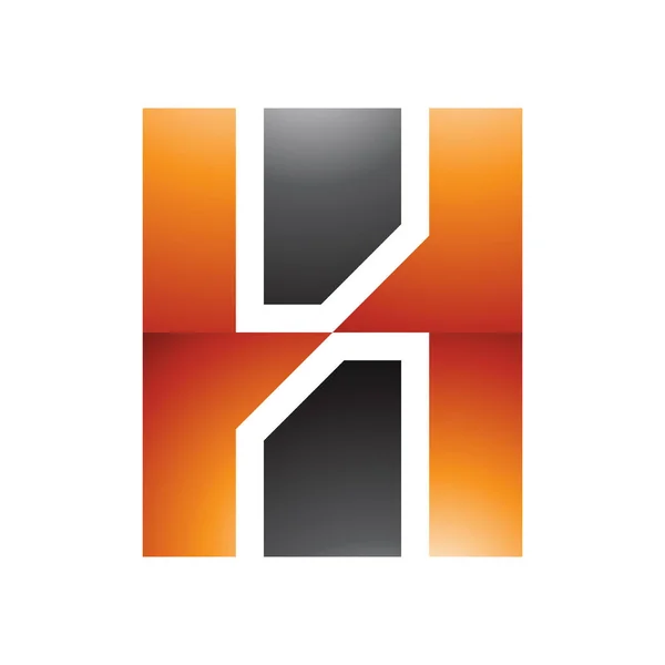 Orange Schwarzer Hochglanzbuchstabe Mit Vertikalen Rechtecken Auf Weißem Hintergrund — Stockfoto
