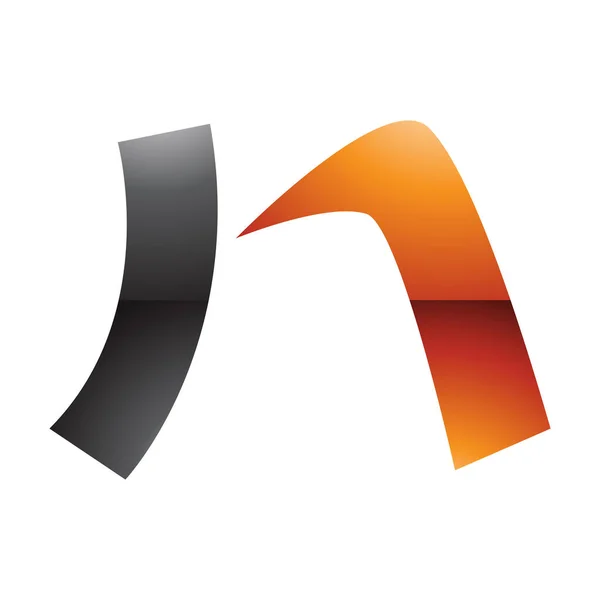 Icono Letra Brillante Naranja Negro Con Rectángulo Curvado Sobre Fondo — Foto de Stock