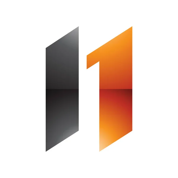 Orange Black Glossy Letter Icon Parallelograms White Background — Stock Photo, Image
