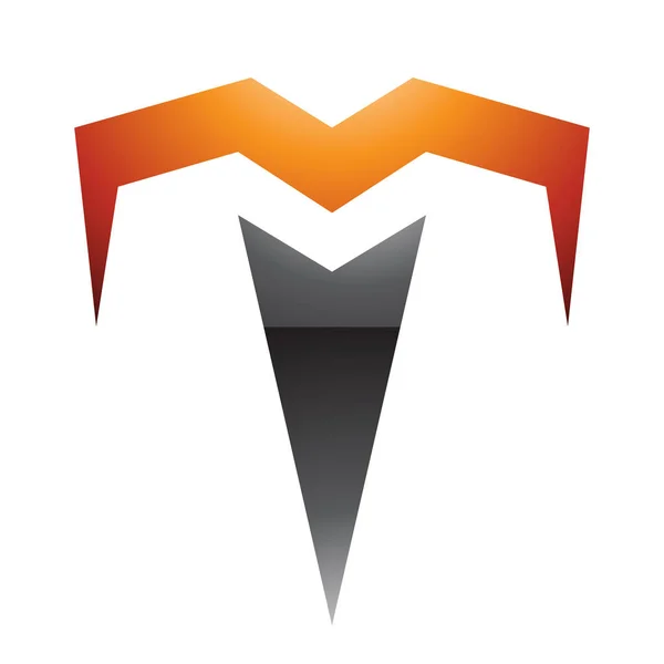 Orange Und Schwarz Glänzendes Buchstaben Symbol Mit Spitzen Spitzen Auf — Stockfoto