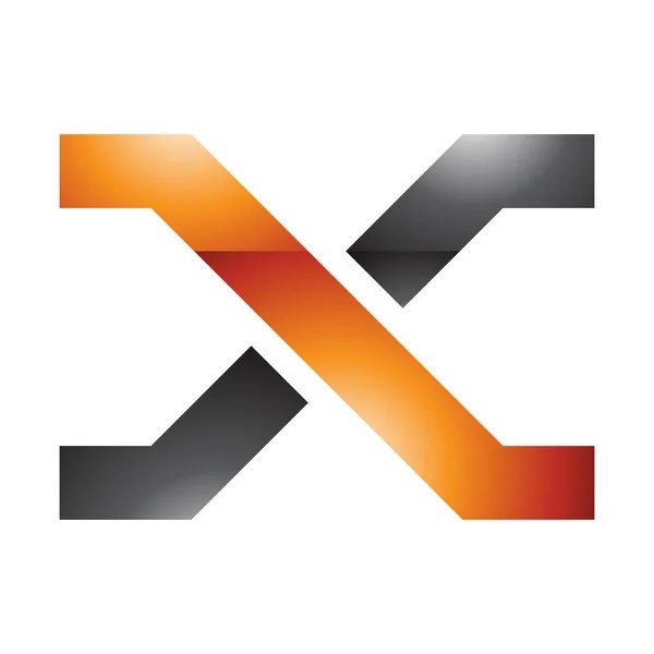 Icono Letra Brillante Naranja Negro Con Líneas Cruzadas Sobre Fondo — Foto de Stock