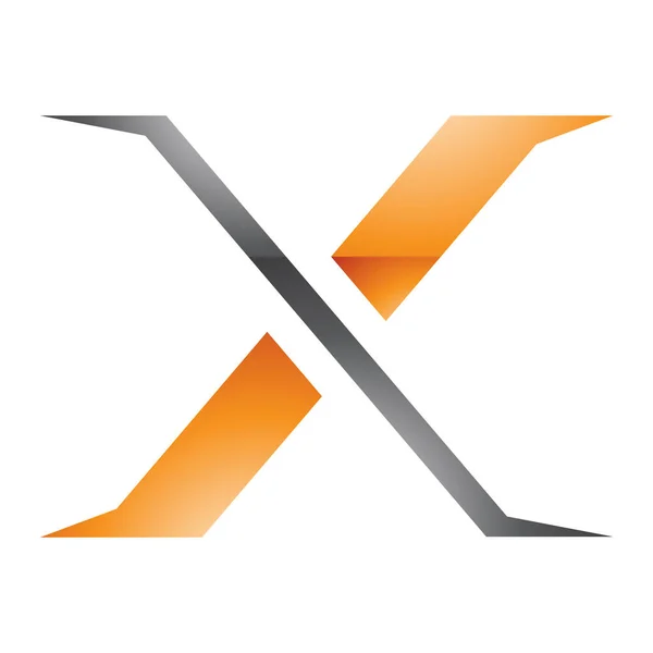 Orangefarbenes Und Schwarzes Spitzes Buchstaben Symbol Auf Weißem Hintergrund — Stockfoto