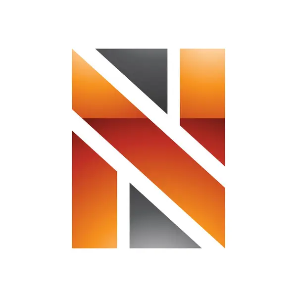 Orange Und Schwarz Glänzend Rechteck Geformte Buchstabe Symbol Auf Weißem — Stockfoto