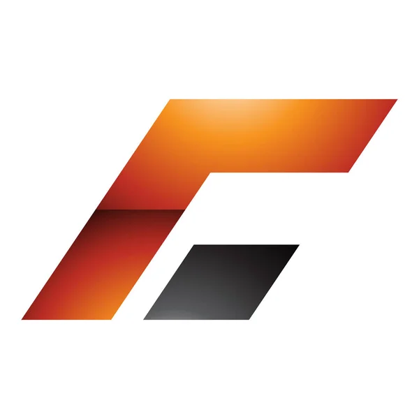 Orange Und Schwarz Glänzend Rechteckig Kursiv Buchstabe Symbol Auf Weißem — Stockfoto