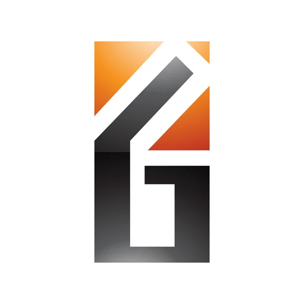 Orange Black Glossy Rectangular Letter Number Icon White Background — Stock Photo, Image