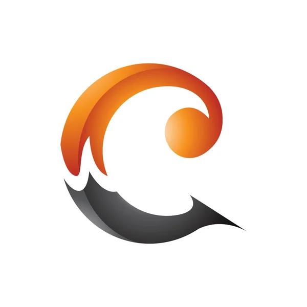 Иконка Оранжевого Черного Цвета Круглой Кудрявой Буквой Белом Фоне — стоковое фото