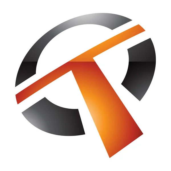 Orange Black Glossy Shaped Letter Icon White Background — Stock Photo, Image