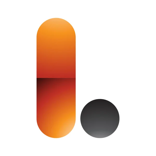 Orange Black Glossy Rounded Letter Icon White Background — Stock Photo, Image