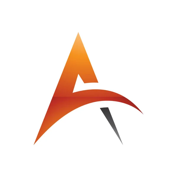 Orange Black Glossy Spiky Arch Shaped Letter Icon White Background — Stock Photo, Image