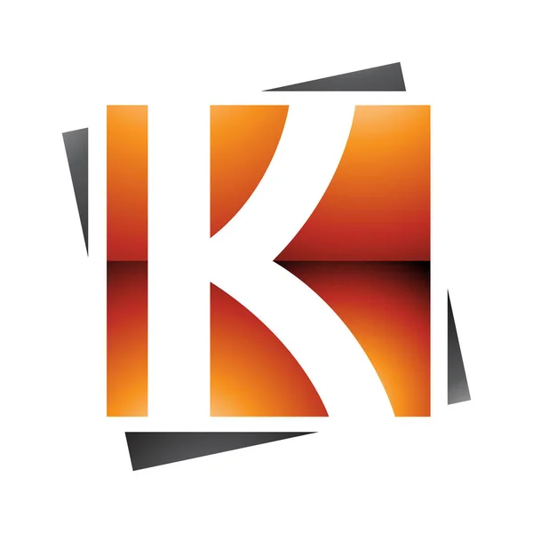 白色背景上的橙色和黑色光滑正方形字母K图标 — 图库照片