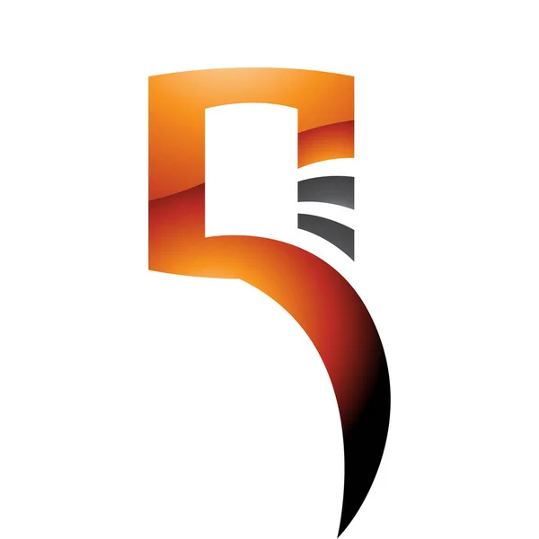 Orange Black Glossy Square Shaped Letter Icon White Background — Stock Photo, Image