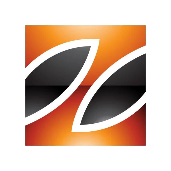 Oranje Zwart Glanzend Vierkant Gevormde Letter Ikoon Een Witte Achtergrond — Stockfoto