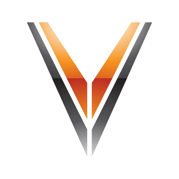 Orange Und Schwarz Gestreiftes Buchstaben Symbol Auf Weißem Hintergrund — Stockfoto