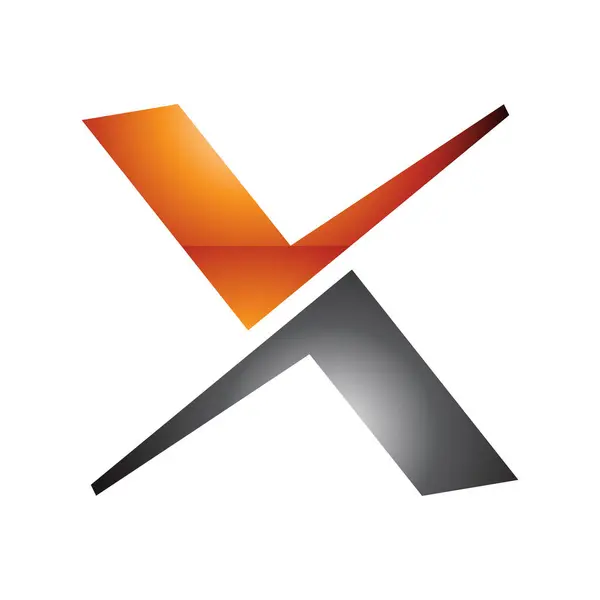 Orange Und Schwarz Glänzend Geformter Buchstabe Auf Weißem Hintergrund — Stockfoto