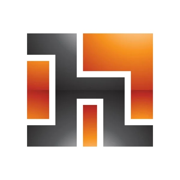 Orange Und Schwarz Quadratisch Geformtes Hochglanzbuchstaben Symbol Auf Weißem Hintergrund — Stockfoto