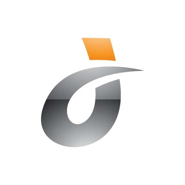 Orange Grey Curved Glossy Spiky Letter Icon White Background — Stock Photo, Image