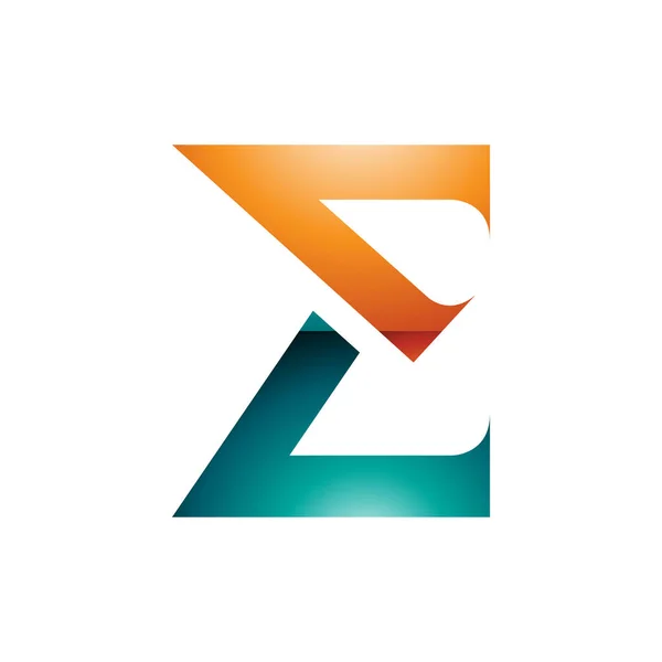 Orange Und Persisches Grün Sharp Glossy Elegant Letter Icon Auf — Stockfoto